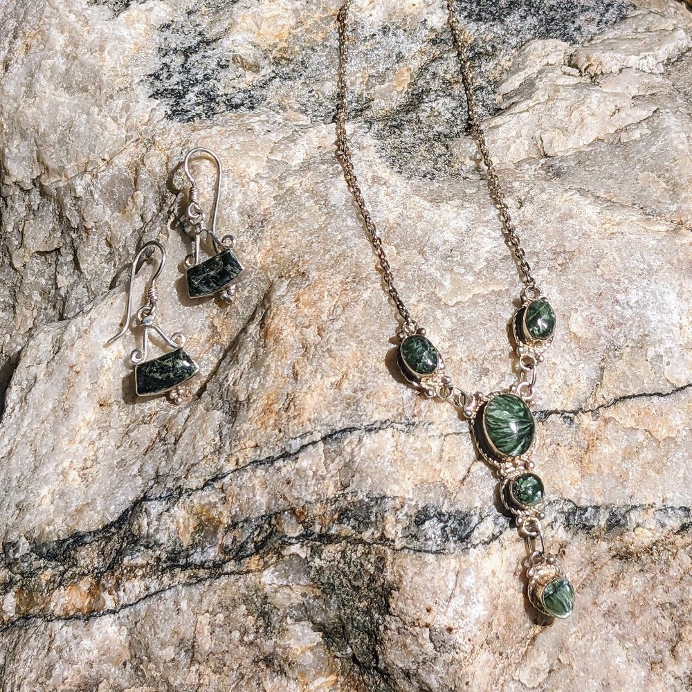 Seraphinite Necklace with Matching Earrings